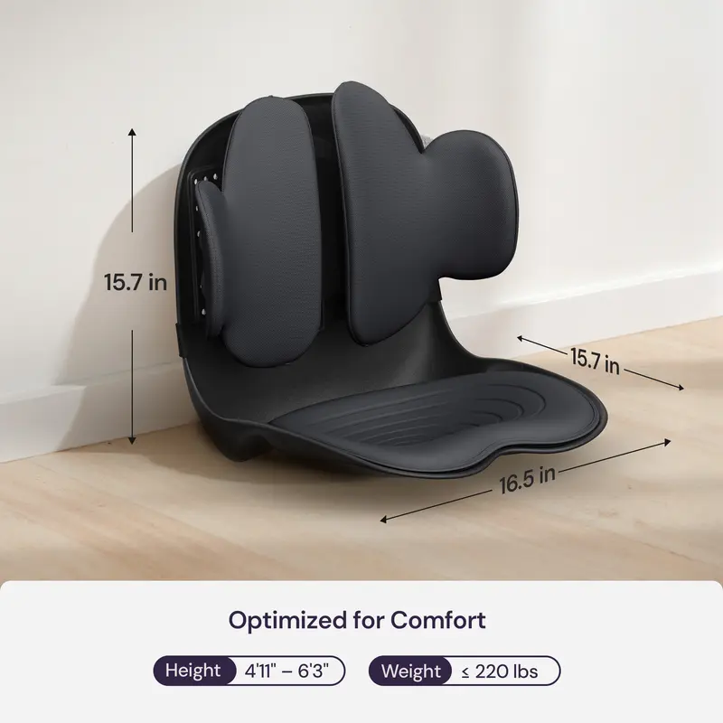 Cabevibe Soporte Lumbar – Corrige la postura y alivia el dolor de espalda baja | Soporte ergonómico de silicona para sillas (SpineSeat) | Uso en oficina, automóvil y hogar | Regalo para hombres y mujeres | Negro