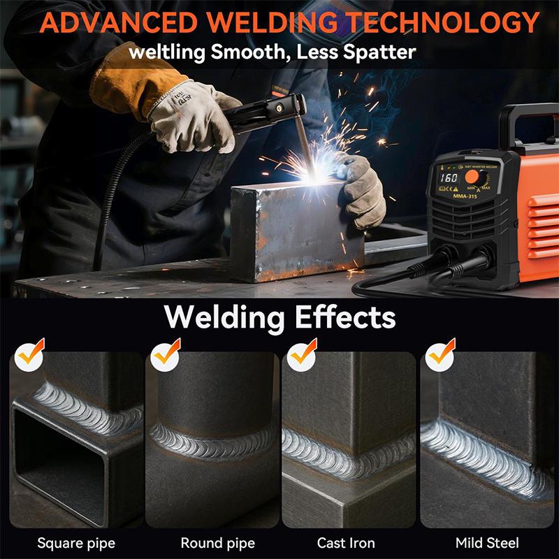 MMA-315 110V Mini Welder Portable Stick Welder with Hot Start Arc Force Anti-Stick IGBT Inverter Supports E6013/E6011/E7018 Rods Ideal for Home Use & DIY Gift