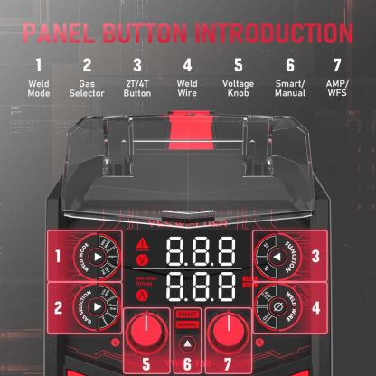 Soldadora MIG sin gas YWM-160 de 160 amperios | Doble voltaje 110/220 V, MIG inteligente, pantalla digital | Máquina de soldar 4 en 1: gas/hilo tubular/TIG con arranque por contacto/electrodo revestido