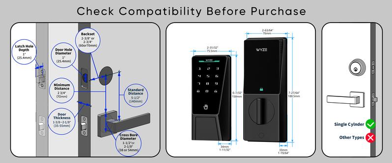 Wyze Palm Lock &mdash; Wi-Fi Palm Recognition Smart Lock for Front Door, Keyless & Touchless Entry, Modern Design, Auto-Lock, Easy Installation, Deadbolt Replacement, IP53 Weatherproof