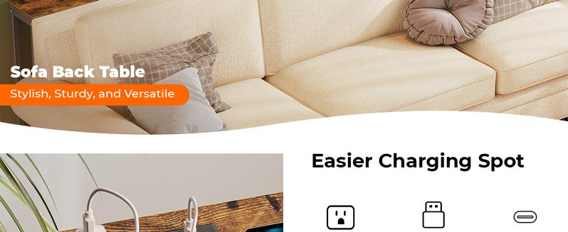 SUPERJARE 78.7 Inch Console Table with Outlet, Sofa Table with Charging Station, Narrow Hallway Entryway Table, Behind Couch Table, for Living Room SUPERJARE 78.7 Inch Console Table with Outlet, Sofa Table with Charging Station, Narrow Hallway Entryway Table, Behind Couch Table, for Living Room