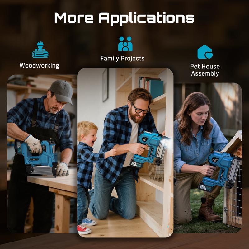 Clavadora/grapadora inalámbrica 2 en 1 (calibre 18) – Clavadora neumática eléctrica de 21 V con 2 baterías de 4.0 Ah y cargador, 1000 clavos, profundidad ajustable | Disparo simple/por contacto para tapicería, carpintería, bricolaje, dealsforyoudays, HKF5