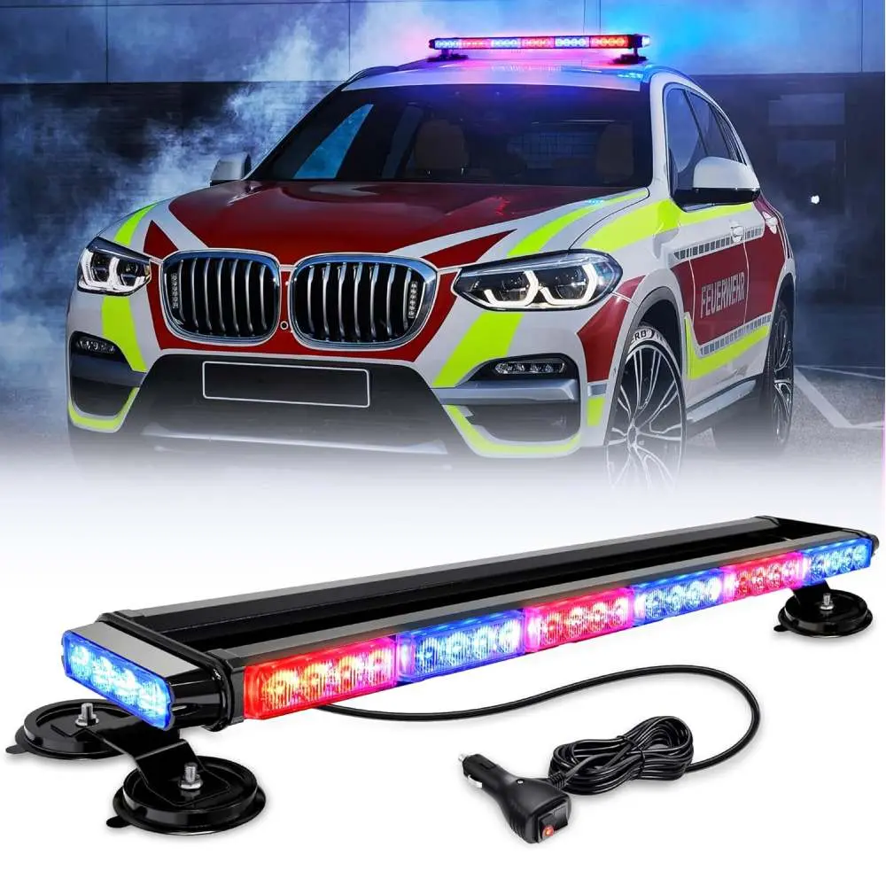 Luces estroboscópicas para techo de 29,5", barra de luces intermitentes LED de 56 LED para trabajos peligrosos, montaje magnético, 12 V, 24 V, para automóviles, camiones, tractores, quitanieves, vehículos de construcción, visera trasera de alta intensidad