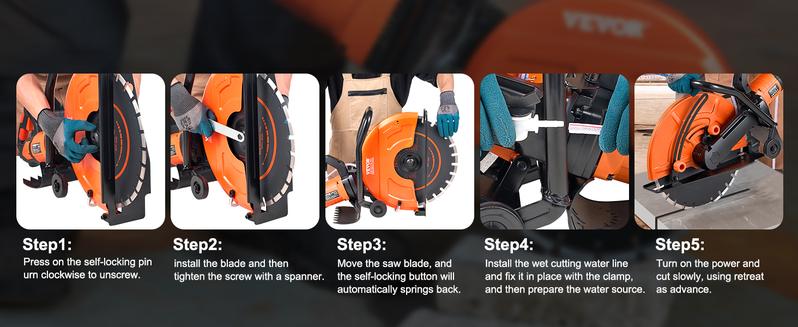 VEVOR Electric Concrete Saw, TikTokShopBlackFriday, 16 in, 3200 W 15 A Motor Circular Saw Cutter with Max. 6 in Adjustable Cutting Depth, Wet Disk Saw Cutter Includes Water Line, Pump and Blade, for Stone, Brick Construction VEVOR Super Brand Day