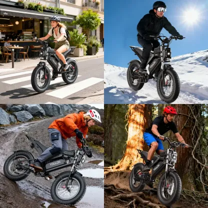 Bicicleta eléctrica YOULON para adultos: Motor sin escobillas de 1500 W (pico), velocidad máxima de 30 MPH, batería de 48 V y 20 Ah, e-bike con neumáticos anchos de 20 pulgadas, hasta 50 km/h, capacidad de ascenso de 30°, 7 velocidades, sistema de amortig