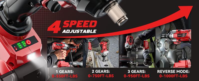 Impact Wrench 1/2" Compatible with Milwaukee 18V Battery(Battery NOT Included!), 1000Ft-lbs(1300N.m) High Torque Brushless Impact Gun with 4Mode Speed Cordless Impact Wrench 1/2" Compatible with Milwaukee 18V Battery(Battery NOT Included!), 1000Ft-lbs(1300N.m) High Torque Brushless Impact Gun with 4Mode Speed Cordless