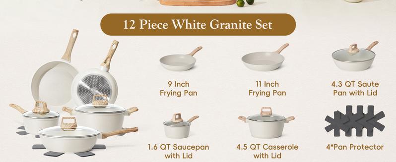 SODAY Pots and Pans Set Non Stick, 12Pcs Kitchen Cookware Sets Non-toxic Healthy Nonstick Kitchen Cooking Set with Frying Pans, Saucepans,Glass lid,Kitchenware,stock up on specials,New Year Sale Aluminium Durable Bakelite Handle SODAY Pots and Pans Set Non Stick, 12Pcs Kitchen Cookware Sets Non-toxic Healthy Nonstick Kitchen Cooking Set with Frying Pans, Saucepans,Glass lid,Kitchenware,stock up on specials,New Year Sale Aluminium Durable Bakelite Handle