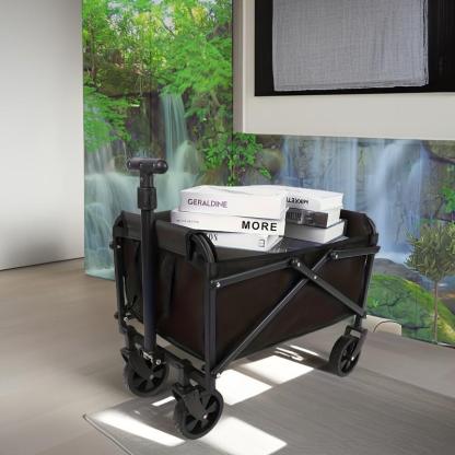 Carretilla plegable multifuncional de gran capacidad, con ruedas todoterreno, marco metálico y estructura de tela y plástico, ideal para jardinería, camping, playa, deportes y compras