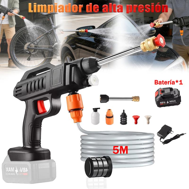 Hidrolavadora eléctrica portátil y inalámbrica negro de 550W con 680psi de presión máximaPistola Para Hidrolavadora Electrica Portatil Inalambrica Incluye 1 Baterías, Manguera De 5m