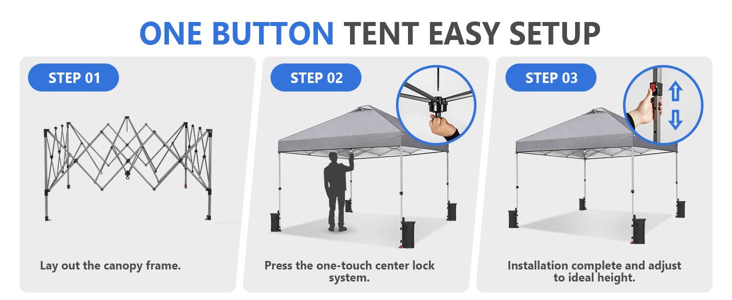 10x10 Pop Up Canopy Ten,Easy Setup Instant Outdoor Canopy with Vented Top and Wheeled Bag,White