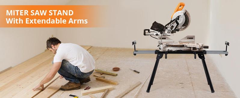 【GARVEE】 440 Lbs Load Capacity Miter Saw Stand with 76-4/5'' Max Sliding Rail, Anti-rust Steel Frame, Portable & Foldable Design, Universal Compatibility for Woodworking Projects - Tool Box 【GARVEE】 440 Lbs Load Capacity Miter Saw Stand with 76-4/5'' Max Sliding Rail, Anti-rust Steel Frame, Portable & Foldable Design, Universal Compatibility for Woodworking Projects - Tool Box