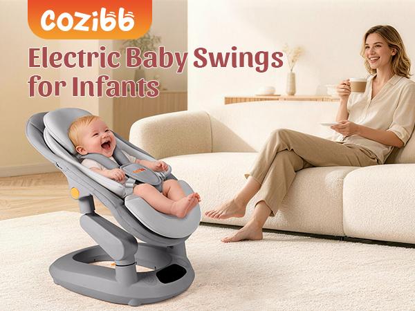 Bionic Dual-rail Multi-Motion Baby Rocker with 5 Speeds 10 Melodies Bluetooth Control Ergonomic Seat Design