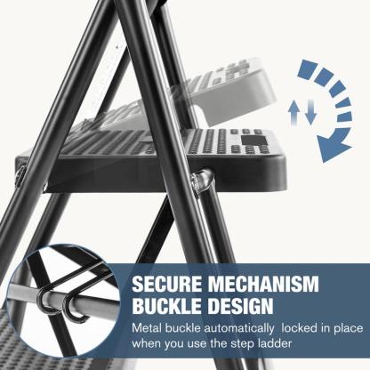 Step Ladder, Folding Step Stool with Wide Anti-Slip Pedal, 800lbs Sturdy Portable Ladder, Cushioned Handle, Lightweight