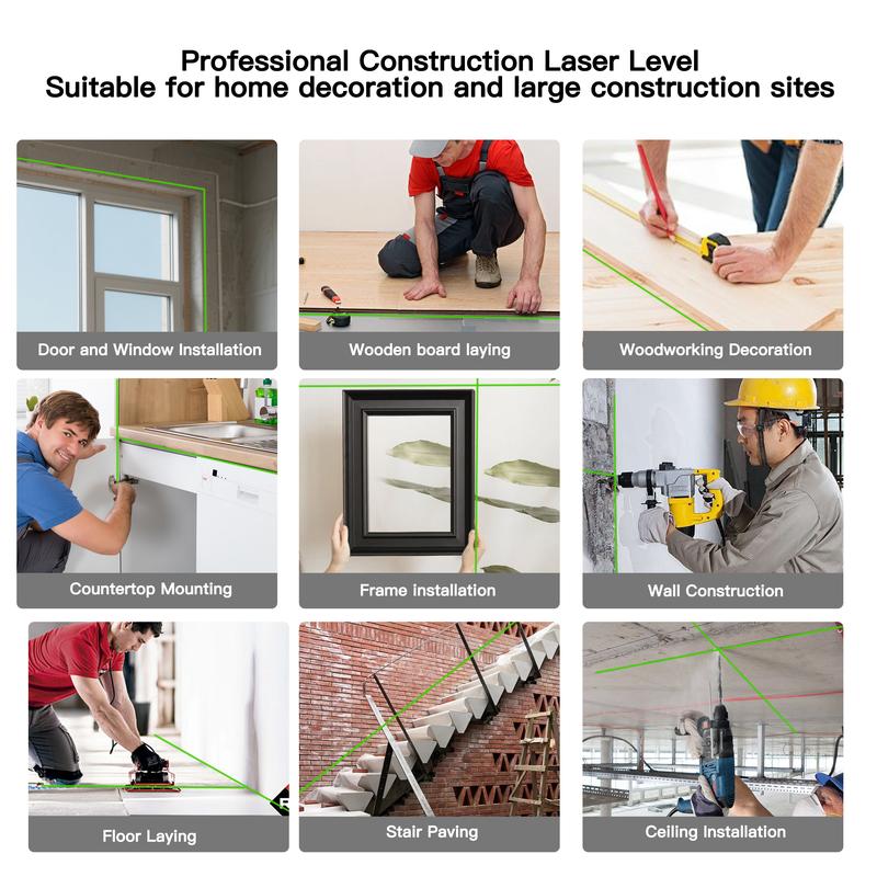 SEESE 12-Line Green Laser Level 3x360° Self-Leveling Remote Control Dual Batteries Full Accessories for Tile Cabinet Home Improvement SEESE 12-Line Green Laser Level 3x360° Self-Leveling Remote Control Dual Batteries Full Accessories for Tile Cabinet Home Improvement