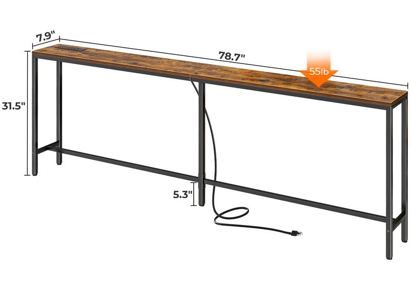 SUPERJARE 78.7 Inch Console Table with Outlet, Sofa Table with Charging Station, Narrow Hallway Entryway Table, Behind Couch Table, for Living Room SUPERJARE 78.7 Inch Console Table with Outlet, Sofa Table with Charging Station, Narrow Hallway Entryway Table, Behind Couch Table, for Living Room