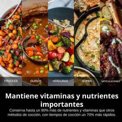 Olla a Presión de Acero Inoxidable con Cesta Vaporera y Tapa de Vidrio – Capacidades 6L, 8L y 10L – Compatible con Inducción, Eléctrica y Vitrocerámica y todo tipo de cocina – Segura, Eficiente y Fácil de Limpiar