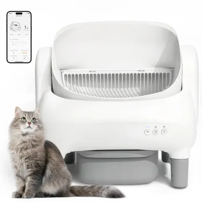 Arenero inteligente autolimpiable FUMOI para múltiples gatos | Control por app, sensores de seguridad y diseño con bloqueo de olores, depósito de 10,5 L (Solo compatible con Wi-Fi 2.4G)