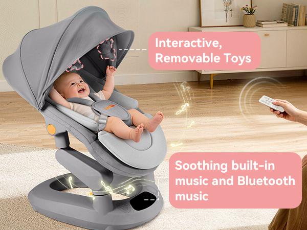 Bionic Dual-rail Multi-Motion Baby Rocker with 5 Speeds 10 Melodies Bluetooth Control Ergonomic Seat Design