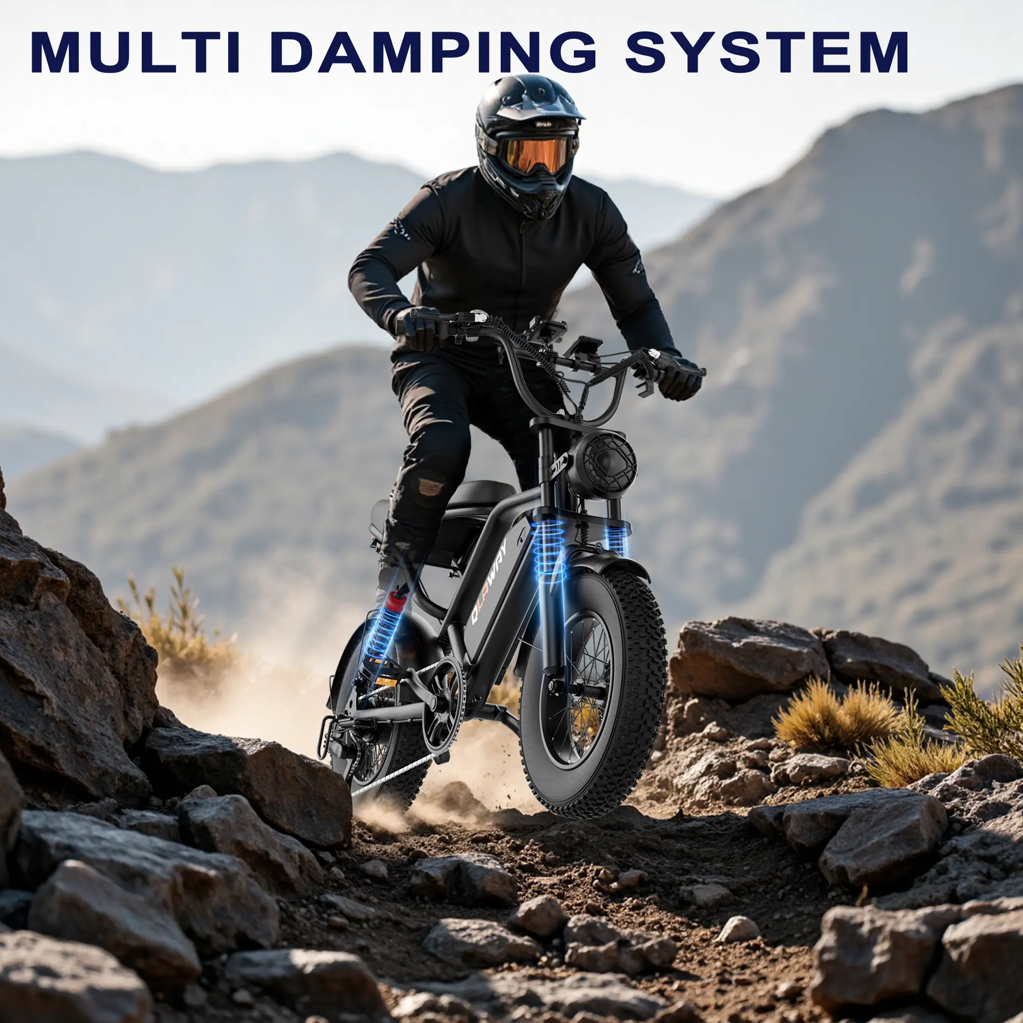 Bicicleta eléctrica, equipada con cuadro de acero de alto carbono, sistema de suspensión completa, velocidad máxima de 25 mph, 48 V 648 Wh, autonomía con asistencia al pedaleo de 30 a 70 millas, neumáticos todoterreno de 16 pulgadas. Motocicleta todoterre