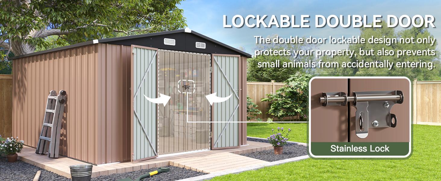 [Deal] Aoxun Outdoor Metal Storage Shed with Base, Lockable Door & Sloped Roof, Weather-Resistant Utility Shed for Garden, Patio & Backyard Astronaut Nebula   Star