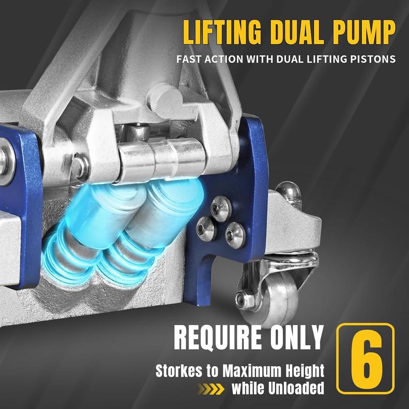 3 Ton Floor Jack Full Aluminum Ultra Lightweight Quick Rise Racing Floor Car Jack with Dual Pump Fast Lifting Low Profile Jack for Vehicle,6600 lbs Capacity