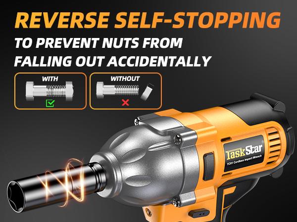 TaskStar 1200N.m Cordless Impact Wrench, 1/2 inch 886ft-lbs High Torque Impact Gun with 2x 4.0Ah Battery, Fast Charger & 5 Sockets Package Box Extension Bar Driver Bit Power Tools Ratchet Wrench