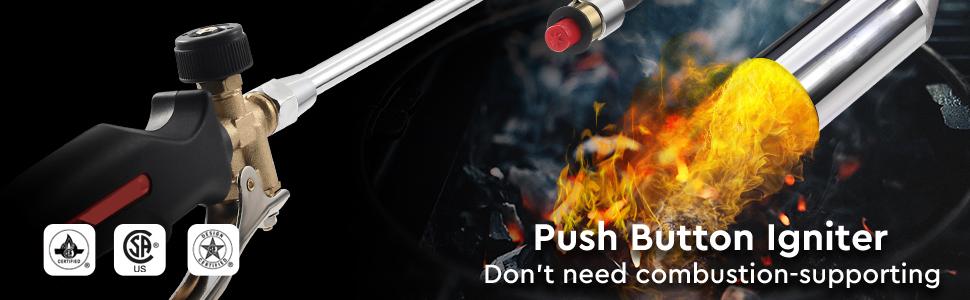 Propane Torch Weed Burner,Blow Torch,Heavy Duty,High Output Flamethrower with Turbo Trigger Push Button Igniter and 10 FT Hose for Roof Asphalt,Ice Snow,Road Marking