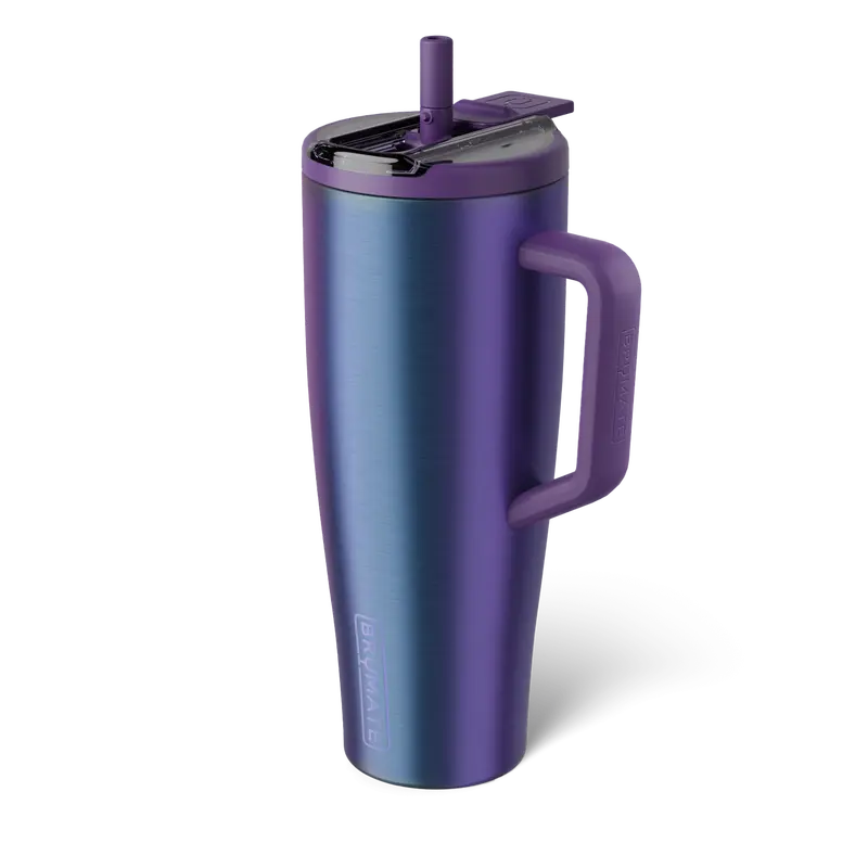 Vaso térmico BrüMate Era Flip de 40 oz con pajita abatible y asa | 100% a prueba de fugas | Mantiene el hielo por más de 24 horas | Base compatible con portavasos