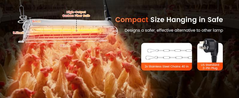 400W Large Chicken Coop Heater, Carbon Fiber Heating Lamp Outdoor Winter, Protable 2 Mode Temp & Hanging Height for Coop Rabbits Livestock Heating Plate Chicks Poultry House 400W Large Chicken Coop Heater, Carbon Fiber Heating Lamp Outdoor Winter, Protable 2 Mode Temp & Hanging Height for Coop Rabbits Livestock Heating Plate Chicks Poultry House