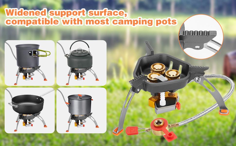 WADEO 7200W Windproof Camping Stove, Camping Gas Stove with Piezo Ignition, Two Fuel Canister Adapter, Carry Case, Portable Stove, Backpacking Stove for Outdoor Backpacking Hiking and Picnic