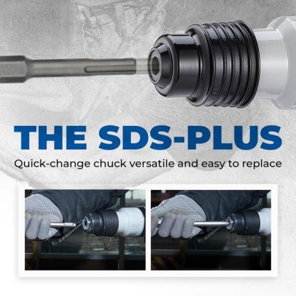 【Garantía de 5 años】Taladro percutor rotativo SDS-Plus de 1-1/8 pulgadas con embrague de seguridad, martillo demoledor con cable de alta resistencia de 9,2 amperios para hormigón, 3,6 julios, incluye 3 brocas, cinceles planos y cinceles de punta. Herramie