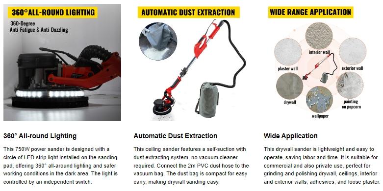 VEVOR Drywall Sander 850W, TikTokShopBlackFriday, Variable Speed 800-1750 RPM, Foldable Sheetrock Sander with Telescope Handle, LED Strip Light, Vacuum Bag & Gloves Heavy Duty Power Tools VEVOR Drywall Sander 850W, TikTokShopBlackFriday, Variable Speed 800-1750 RPM, Foldable Sheetrock Sander with Telescope Handle, LED Strip Light, Vacuum Bag & Gloves Heavy Duty Power Tools