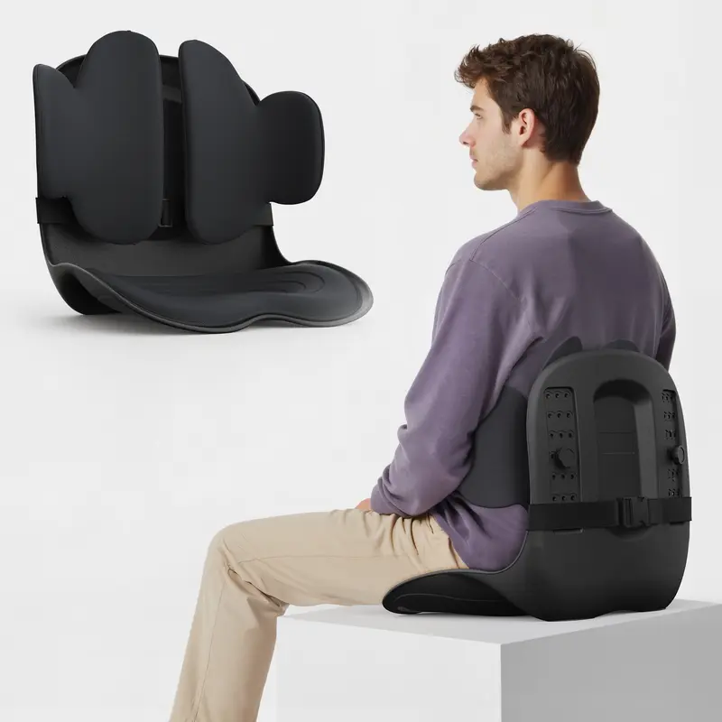 Cabevibe Soporte Lumbar – Corrige la postura y alivia el dolor de espalda baja | Soporte ergonómico de silicona para sillas (SpineSeat) | Uso en oficina, automóvil y hogar | Regalo para hombres y mujeres | Negro