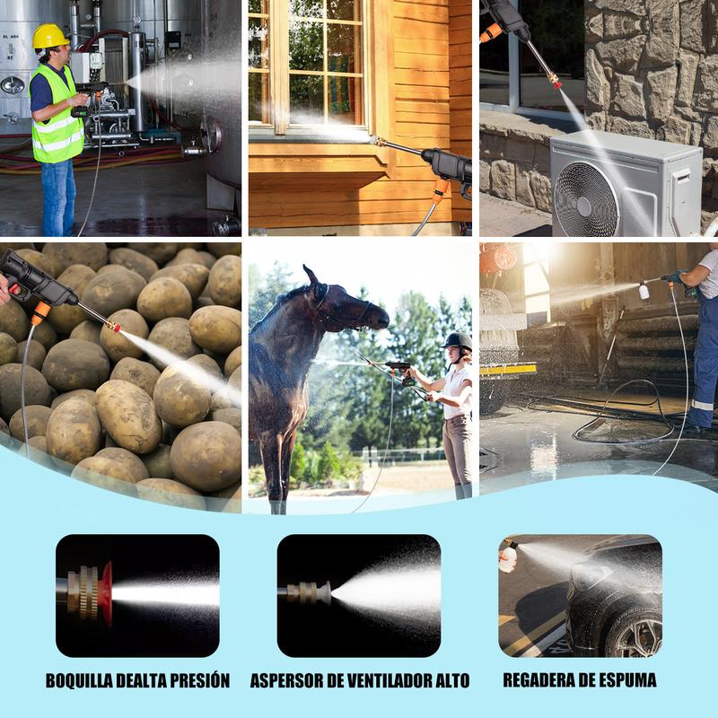 Hidrolavadora eléctrica portátil y inalámbrica negro de 550W con 680psi de presión máximaPistola Para Hidrolavadora Electrica Portatil Inalambrica Incluye 1 Baterías, Manguera De 5m