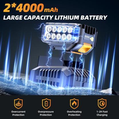 Llave de impacto inalámbrica de 200 N·m, 1/2 pulgada, 886 ft-lbs de alto par, con 2 baterías de 4.0 Ah, cargador rápido y 5 vasos, barra de extensión, puntas de destornillador, herramientas eléctricas y llave de carraca.