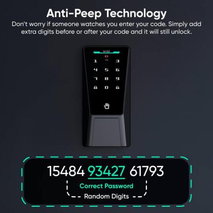 Bloqueo de palma: Cerradura inteligente con reconocimiento de palma de la mano y Wi-Fi para puerta de entrada, entrada sin llave ni contacto, diseño moderno, cierre automático, fácil instalación, reemplazo de cerrojo, resistente a la intemperie IP53.