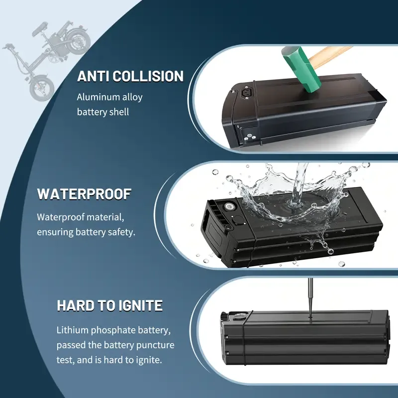 Bicicleta eléctrica plegable ASKMY E14: Motor de 1000 W (pico), hasta 45 millas de autonomía | Neumáticos sin cámara de 14", frenos de disco duales | Certificación UL, batería a prueba de pinchazos, garantía de 12 meses, diseño ligero