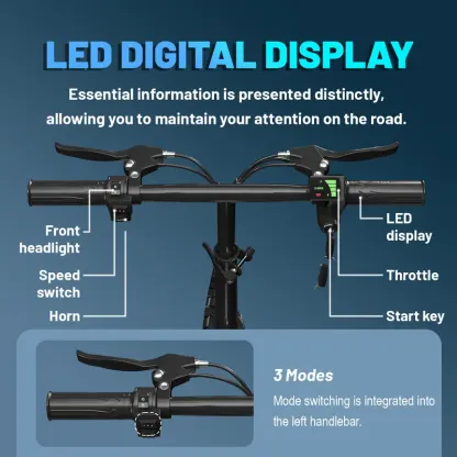 Bicicleta eléctrica plegable ASKMY E14: Motor de 1000 W (pico), hasta 45 millas de autonomía | Neumáticos sin cámara de 14", frenos de disco duales | Certificación UL, batería a prueba de pinchazos, garantía de 12 meses, diseño ligero