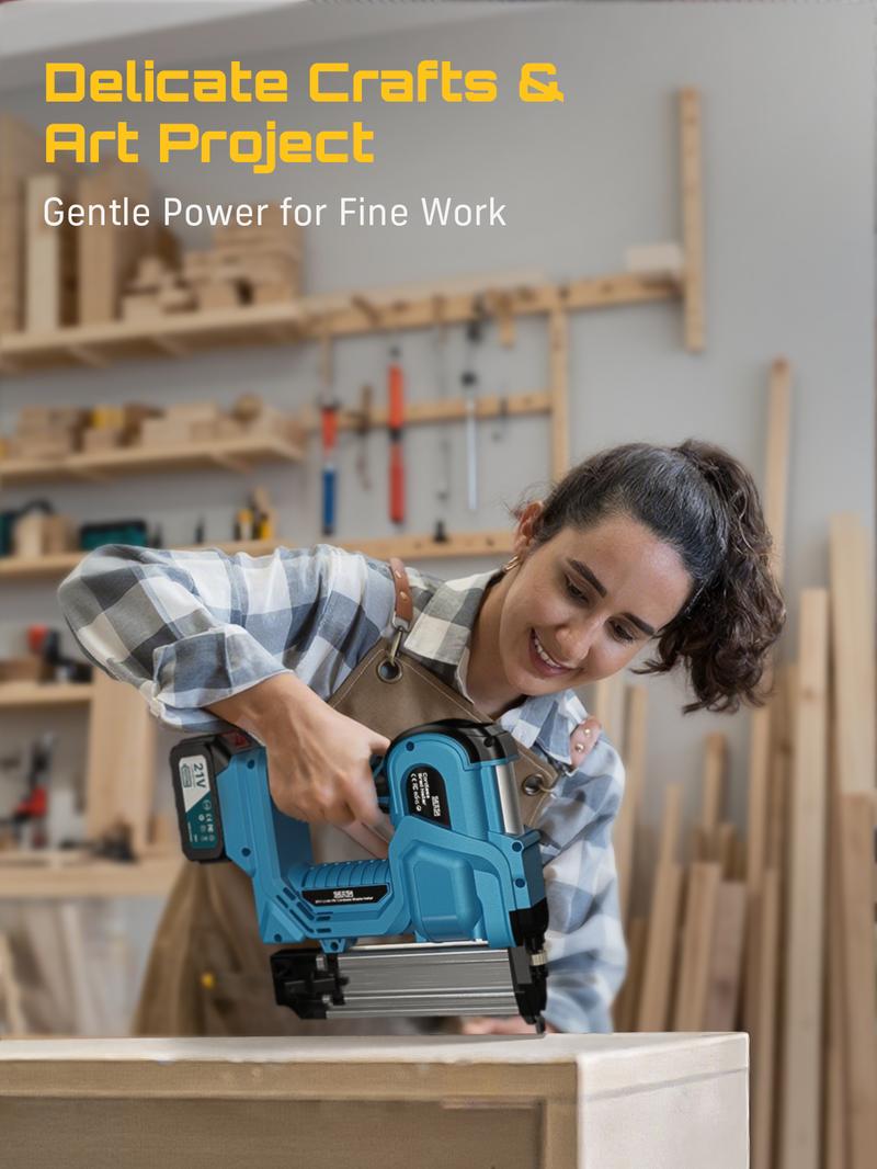 SEESII Cordless 2-in-1 Brad Nailer/Staple Gun (18GA) &ndash; 21V Electric Pneumatic Nail Gun w/ 2x4.0Ah Battery & Charger, 1000Pcs Nails, Adjustable Depth | Single/Contact Firing for Upholstery, Woodworking, DIY, dealsforyoudays,HKF50