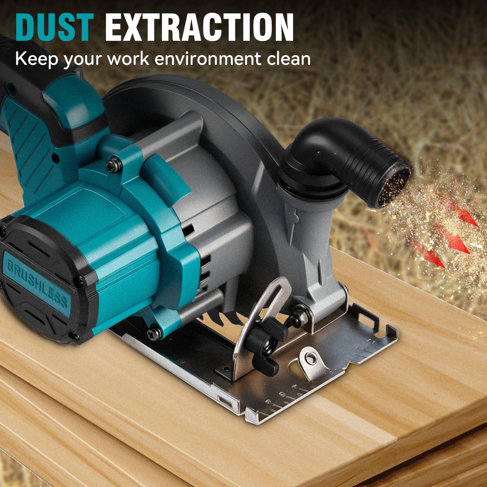 YOFIDRA Cordless Handheld Circular Saw | 48mm Depth/45&deg; Misalignment | Comes with 3 Saw Blades and Dual Batteries | Brushless Motor | Suitable for Wood, Metal, and Stone DIY