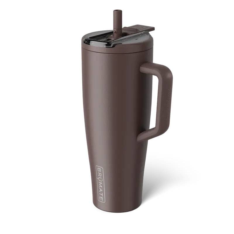 Vaso térmico BrüMate Era Flip de 40 oz con pajita abatible y asa | 100% a prueba de fugas | Mantiene el hielo por más de 24 horas | Base compatible con portavasos