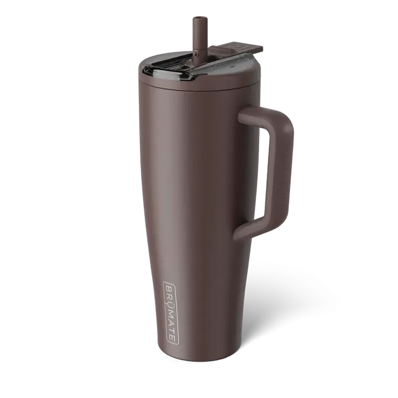 Vaso térmico BrüMate Era Flip de 40 oz con pajita abatible y asa | 100% a prueba de fugas | Mantiene el hielo por más de 24 horas | Base compatible con portavasos
