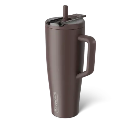 Vaso térmico BrüMate Era Flip de 40 oz con pajita abatible y asa | 100% a prueba de fugas | Mantiene el hielo por más de 24 horas | Base compatible con portavasos