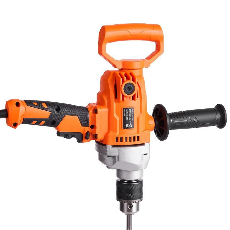 Taladro mezclador, juego de taladro eléctrico con cable de 5/8 pulgadas, taladro mezclador de 0 a 850 RPM, 5,8 A, taladro mezclador con mango en D para taladrar y mezclar, mezcladores de cemento portátiles para forraje, pintura y cemento.