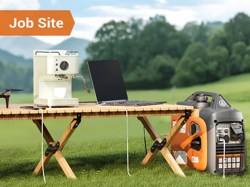 (Ships Within 24H) Efurden Portable Inverter Generator 2500W Gas Powered, Long Runtime Gas Generators for Home Use, Camping, Super Quiet Emergency Home Backup, with CO Sensor, EPA Compliant