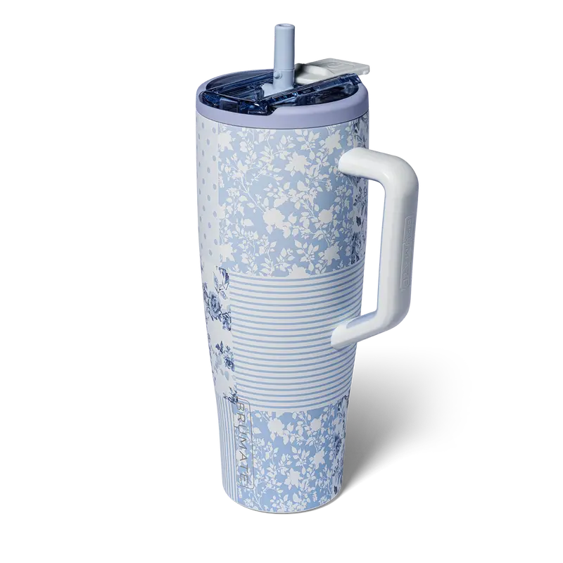 Vaso térmico BrüMate Era Flip de 40 oz con pajita abatible y asa | 100% a prueba de fugas | Mantiene el hielo por más de 24 horas | Base compatible con portavasos