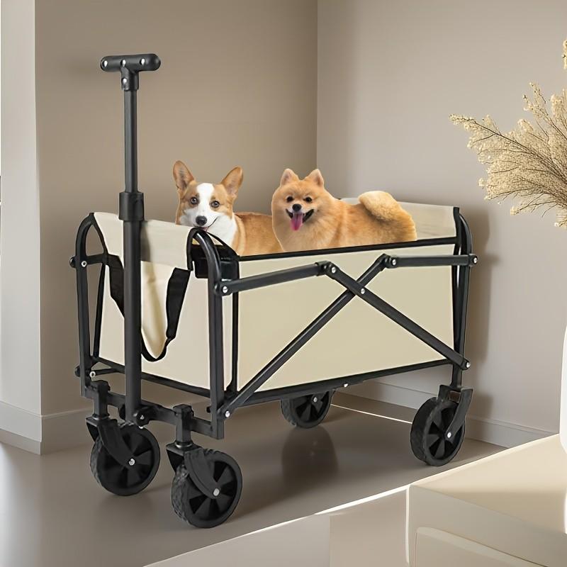 Carretilla plegable multifuncional de gran capacidad, con ruedas todoterreno, marco metálico y estructura de tela y plástico, ideal para jardinería, camping, playa, deportes y compras