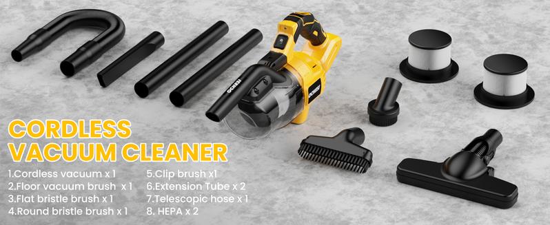 【No Batteries】Handheld Cordless Vacuum for Dewalt 20V Battery, 5 in 1 Handheld Electric Vacuum Cleaner with 500W Powerful Motor, 46 CFM Portable Hand Vacuum with Filtration HEPA for Floor, Carpet, Car (Battery Not Included)