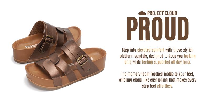 Project Cloud Women's | Vegan Leather Platform Sandals | Lightweight | Non-Slip - Proud