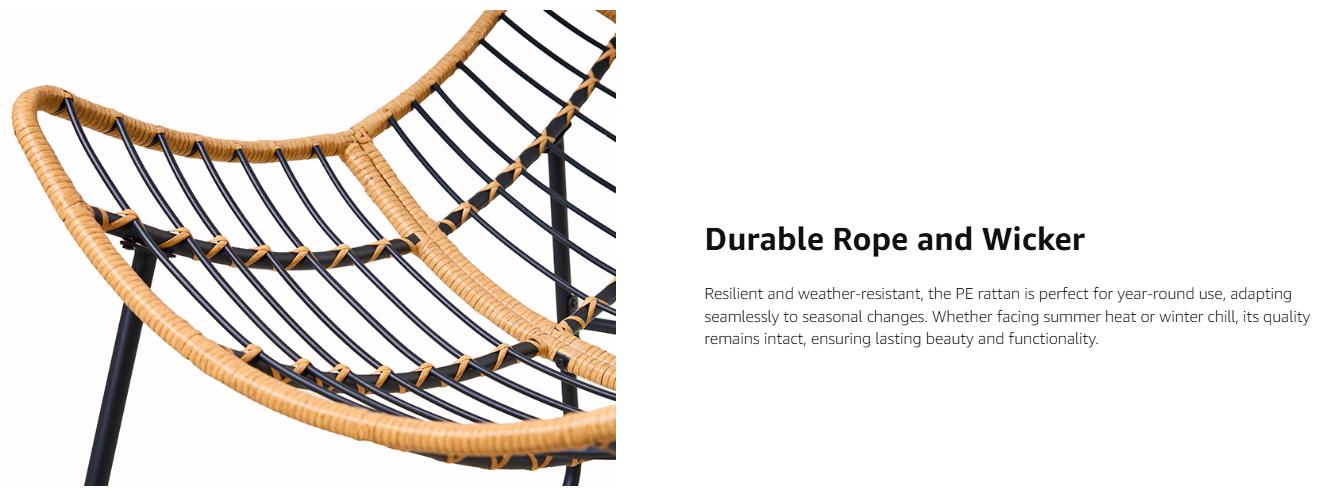 【Double-Side Fabric & SPOTLIGHT DAY】ONBRILL Oversized Indoor Outdoor Rocking Chairs, Comfy Papasan Rocking Chair with Padded Cushion, Rattan Wicker Lounge Chair, Modern Reading Accent Chair for Balcony Garden, LivingRoom Furniture,Christmas Gift